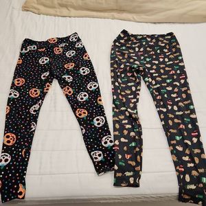 LuLaRoe one size leggings 3 pairs women's holiday